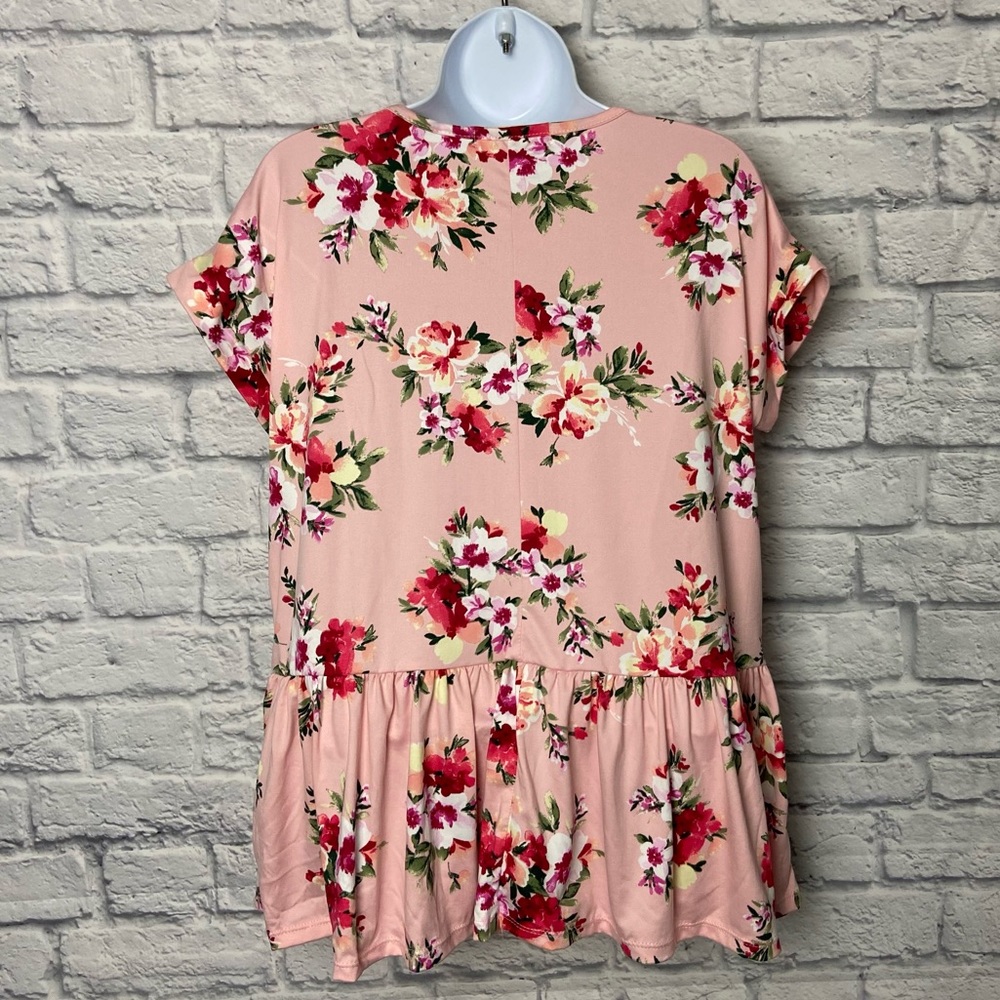 Haptics Pink Floral Peplum Blouse - Picture 9 of 12